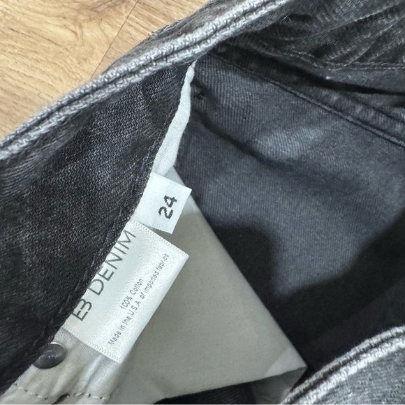 EB Denim Straight‎ Leg Unraveled Two Jean Washed Black Denim Split Hem Sz 24 - Picture 11 of 11